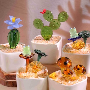 Handmade Glass Cactus and Succulents,Glass Potted Plants,Glass lotus leaf,Stained glass Plants,Housewarming gift,Gift for teacher