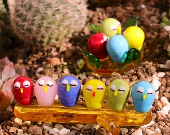 Handgemachte Glasvögel, Glasskulptur, Glasgarten-Dekor, Dekor für Blumentöpfe, Einweihungsgeschenk, Geschenk für sie, Fairy Garden, Glasvogel