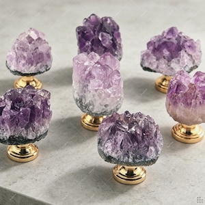 Raw Amethyst Cabinet Knob, Crystal Drawer Pull, Natural Stone Furniture Hardware