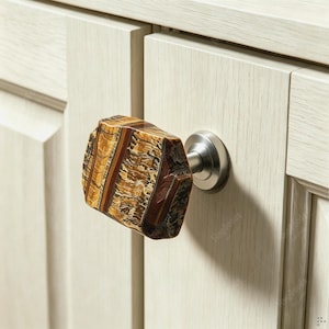Raw Crystal Cabinet Knob, Natural Stone Drawer Pull, Furniture Hardware, 6 Styles