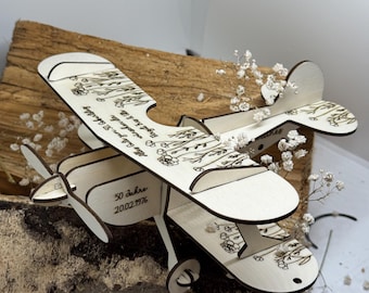 Personalisierter Flugzeug-Bausatz aus Sperrholz Flieger Geschenk Geldgeschenke Hochzeit Jubiläum