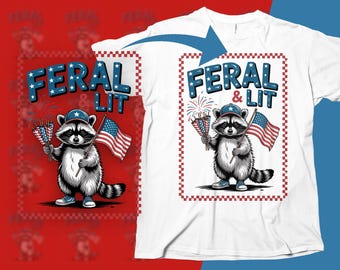 Patriotic Raccoon Sublimation PNG: 4th of July Clipart (Digital Download, 300DPI, 14in