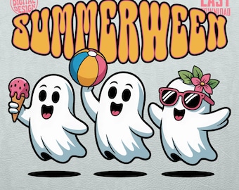 Duch Summerween PNG: Tropikalny, upiorny wzór sublimacji (pobranie cyfrowe)