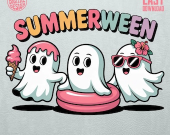 Summerween Ghost PNG: Spooky Tropical Sublimation Design (Digital Download)