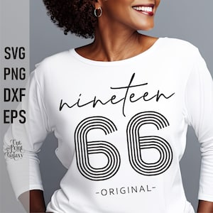 59e verjaardag svg, negentien 66 svg, 1966 svg, 59 jaar oud, 59e verjaardag t-shirt voor vrouwen, retro verjaardag svg, vintage verjaardag