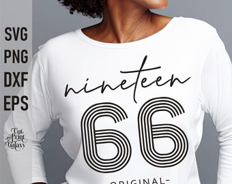 59th birthday svg, Nineteen 66 svg, 1966 svg, 59 years old, 59th birthday t shirt for women, Retro Birthday svg, vintage birthday