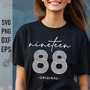 37º aniversário svg, Dezenove 88 svg, 1988 svg, 37 anos svg, 37º aniversário para mulheres, 37º aniversário camiseta svg para homens, Retro Birthday svg
