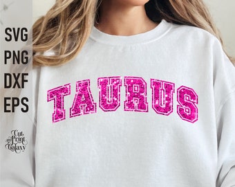 Taurus Svg, Taurus Birthday Png Sublimation, Varsity Font Svg, Sequin Png, Taurus Zodiac Svg, Horoscope Svg, DTF Transfer