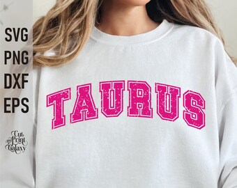 Taurus Svg, Taurus Birthday Png Sublimation, Varsity Font Svg, Distressed Png, Taurus Zodiac Svg, Horoscope Svg, DTF Transfer