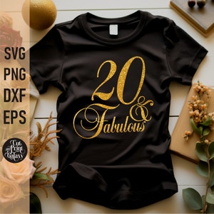 20 e fabuloso svg | 20º aniversário svg | Olá vinte svg | Aniversário de 20 anos png | Sublimação de aniversário