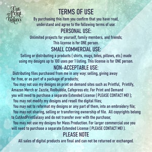 May include: Terms of use for digital products, including personal, small commercial, and non-acceptable use.  This licence is for one person and allows up to 100 uses per listing.  All sales are final and cannot be returned or exchanged.