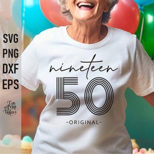 75e verjaardag svg, negentien 50 svg, 1950 svg, 75 jaar oud, 75e verjaardag t-shirt voor vrouwen, retro verjaardag svg, vintage verjaardag