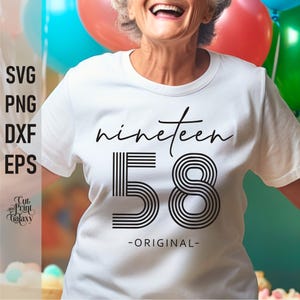 1958 svg, 67º aniversário svg, Dezenove 58 svg, 67 anos, camiseta de aniversário de 67 anos para mulheres, Aniversário retrô svg, aniversário vintage