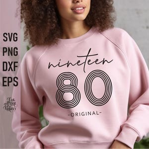 1980 svg, 45º aniversário svg, Dezenove 80 svg, 45 anos, camiseta de 45º aniversário para mulheres, Retro Birthday svg, aniversário vintage
