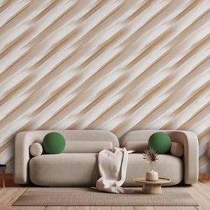 3D Beige Geometric Wallpaper, Modern Abstract Wall Mural, Elegant Textured Accent Wall, Minimalist Home Decor, Contemporary Interior Design