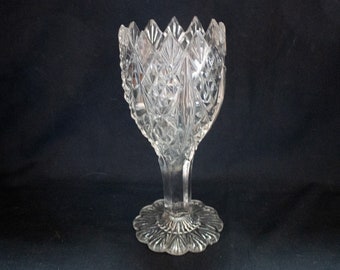 Antique Cut Crystal Celery Vase Pedestal Vase