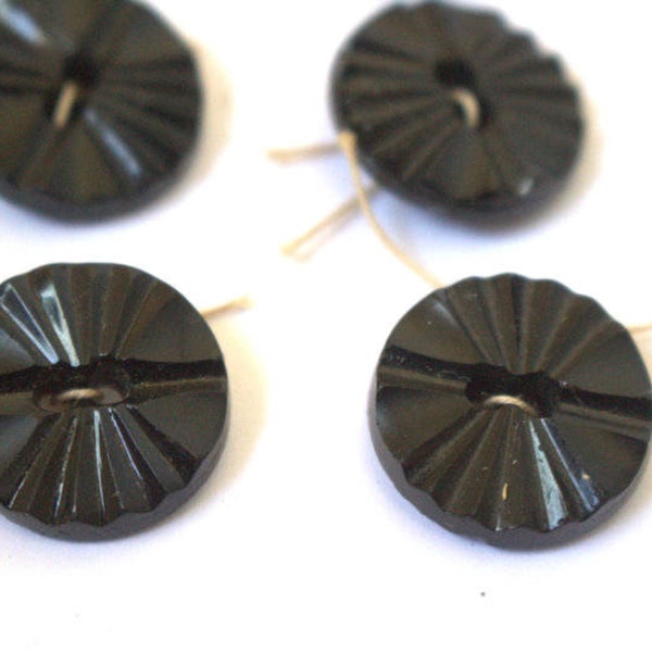 1870's Starburst Black Glass Buttons x 9