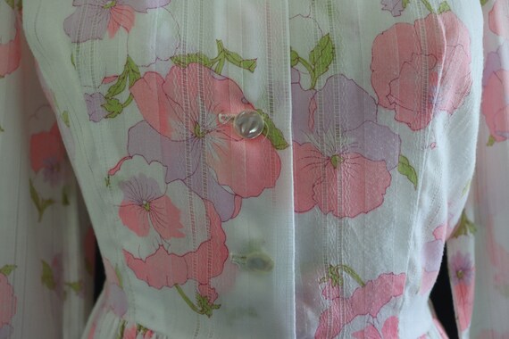 Pink Flowers 50s Shirt Dress - image 3