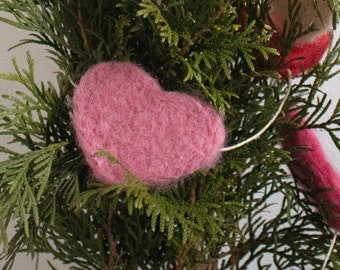 Needle Felted Heart Garland 6.5 ft