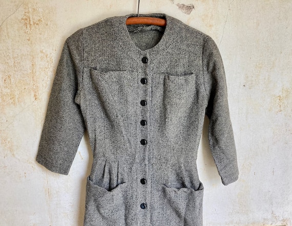 50s New Look Tweed Wool Dress - image 1