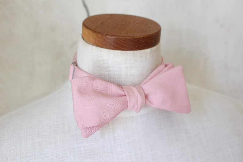 Vintage Bow Tie Pink Linen