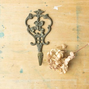 Antique Brass Hook with Horse & Battle Scene