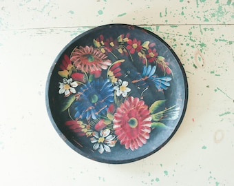 中国古美術品　清末民国時代　粉彩黒漆食匣　食盒 高さ約25cm Vintage Russian Khokhloma Folk Art Painted Wooden Bowl | Catchall