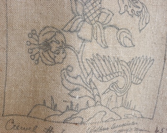 Bird of Paradise Burlap Pattern Dover Foxcroft, Maine