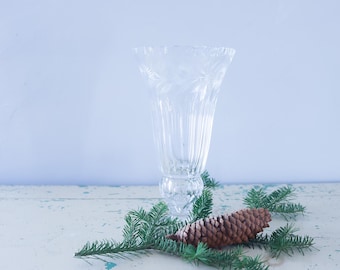 Vintage Deep Cut Crystal Footed Vase
