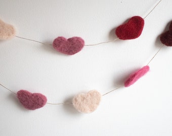 Needle Felted Heart Garland 8.5ft