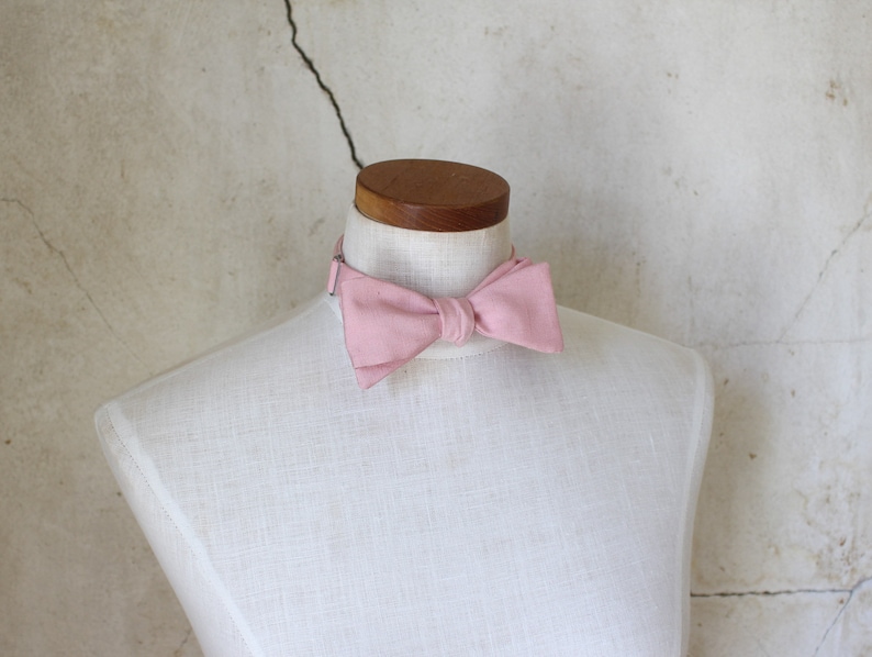 Vintage Bow Tie Pink Linen