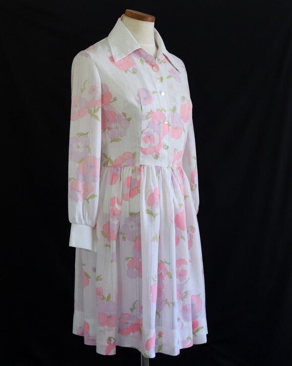 Pink Flowers 50s Shirt Dress - image 4