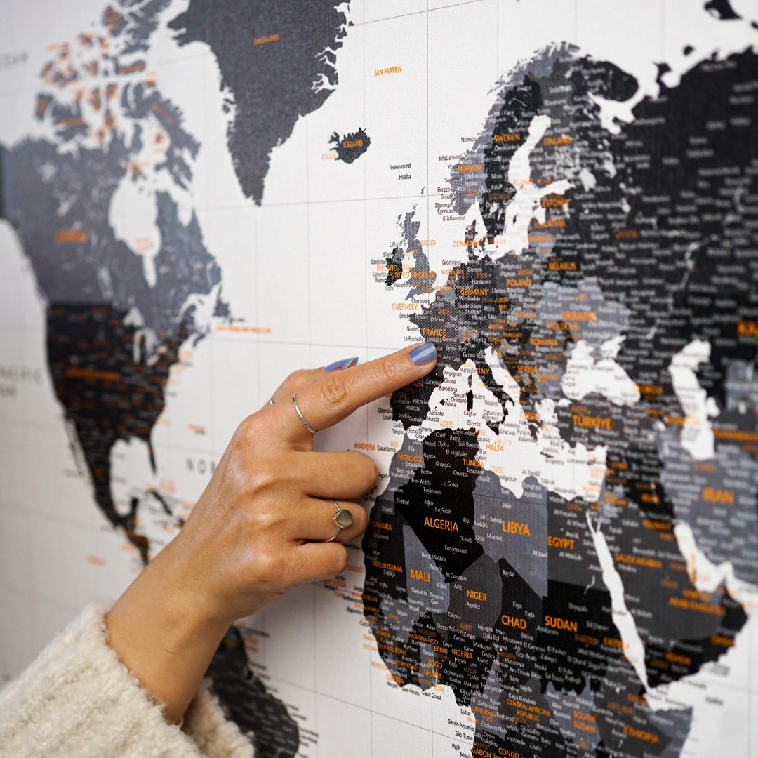 World Map Push Pin Canvas Wall Art, Home Office Decor, Travel Gift - Etsy