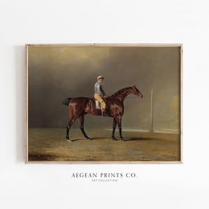Racehorse Painting | Equestrian Art Print | Vintage Horse Artwork | Jockey & Stallion Wall Art | Digital Download