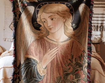 Deken engelachtig tapijt worp religieus decoratief hemelse engel ontwerp christelijke kunst gezellig nostalgisch decor cadeau spirituele minnaar weergave