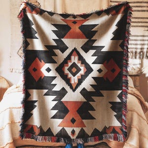 Deken Southwestern Tribal geometrisch Boho rustiek Azteeks patroon gezellig warm stijlvol uniek decor voor thuis woonkamer cadeau-idee