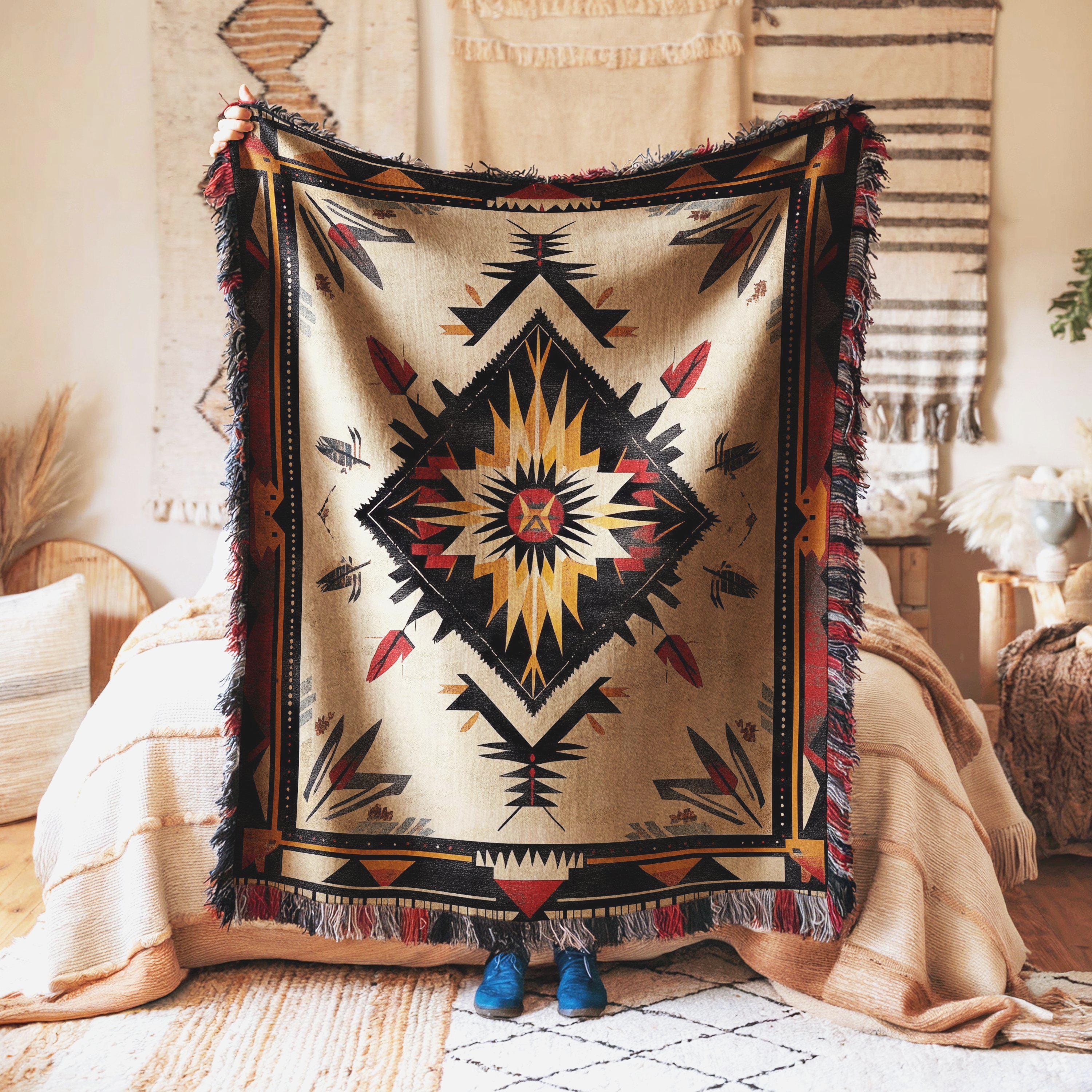 Throw Blanket Southwestern Native American Style Tribal Geometric