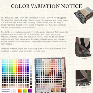 a brochure with a picture of a blanket and colors