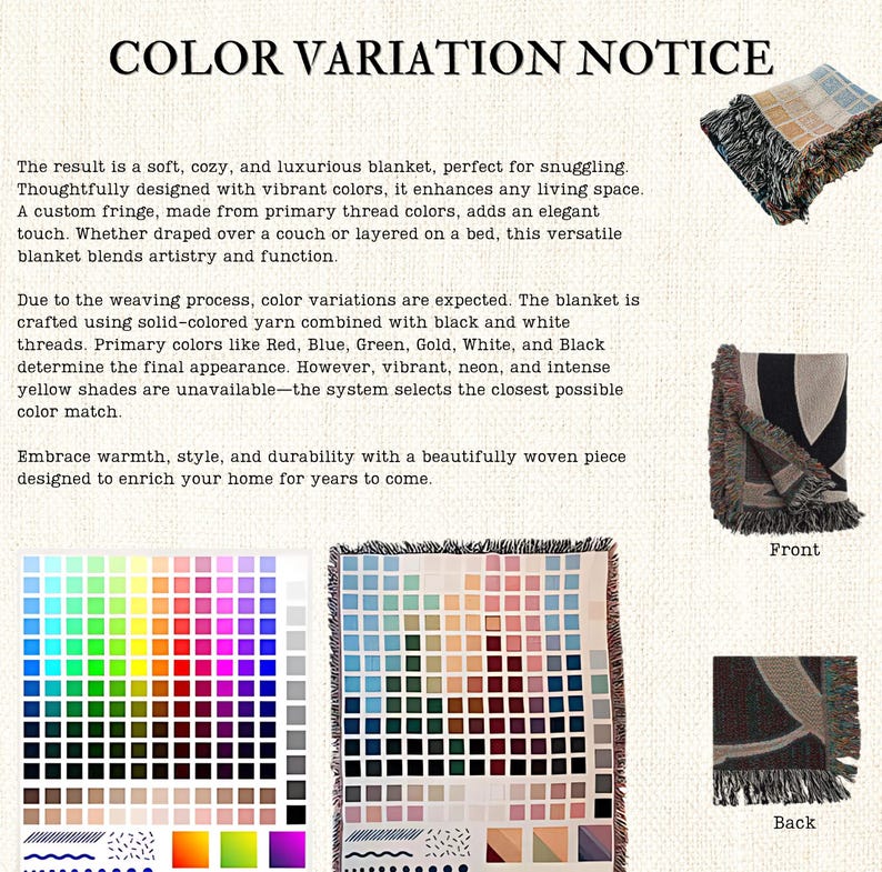 a brochure with a picture of a blanket and colors