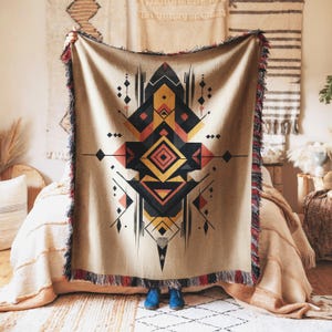 Throw Blanket Geometric Art Modern Design Abstract Print Unique Decor Cozy Warm for Home Living Room Bedroom Stylish Gift Idea