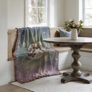 Blanket Moon Planet Space Astrology Celestial Stars Galaxy Cozy Woven Throw Blanket Astronomy Decor Gift for Stargazers Cosmic Lovers