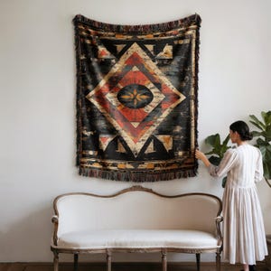 Throw Blanket Southwestern Geometric Aztec Pattern Bohemian Rustic Design Cozy Soft Warm Bedding Decor for Home Living Room Gift Idea