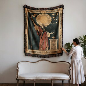 Manta única con temática de sol y estrellas, diseño artístico celestial, moderna y acogedora colcha, regalo decorativo para amantes de la astrología, exhibición única del zodíaco para dormitorio
