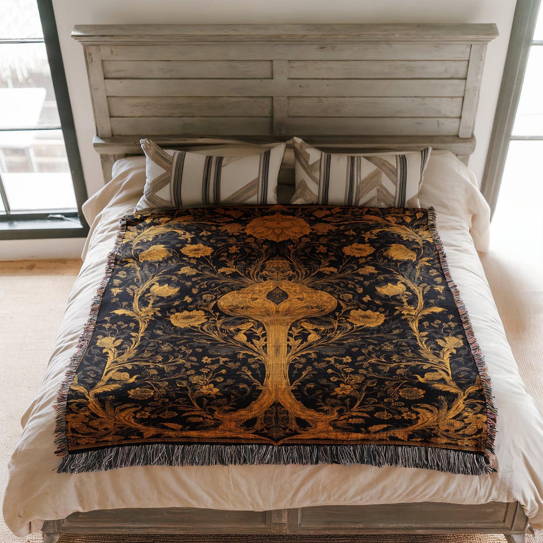 Woven Blanket Nostalgic Floral Pattern Bohemian Home Decor Cozy Throw ...