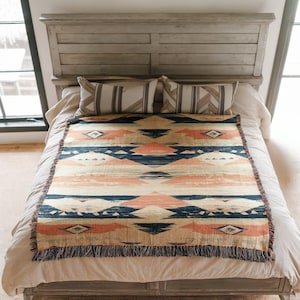 Throw Blanket Aztec Inspired Bohemian Southwestern Geometric Design Cozy Warm Bedspread Decor for Home Living Room Bedroom Gift Stylish