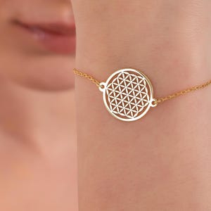 Seed of Life Jewelry, Minimalist Handmade Flower of Life Bracelet, Sacred Geometry Bracelet, Yoga Jewelry, Birthday Gift, Gift for Her
