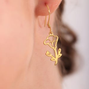Personalized Birth Flower Earring, Dangle Birth Month Flower Earring, Birth Flower Gift, Gift for Her, Gift for Mom, Mother&#39;s Day Gift