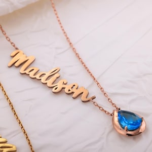 Alexandrite Birthstone Necklace, Personalized Birthstone Name Necklace, Personalized Necklace Gift, Anniversary Gifts for Wife, Gift for Mom