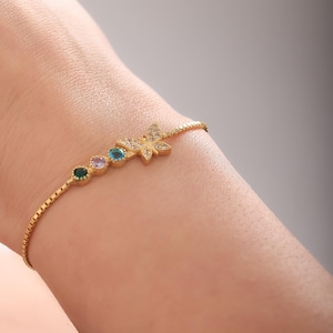 Butterfly Bracelet with Birthstone, Personalized Family Birthstone Bracelet, Personalized Bracelet Gift, Gift for Mom, Mother&#39;s Day Gift