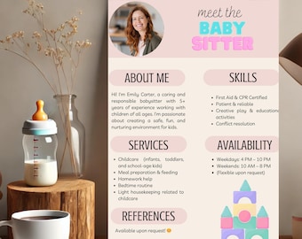 Babysitter Flyer Template: Editable Childcare Services Ad (Canva)